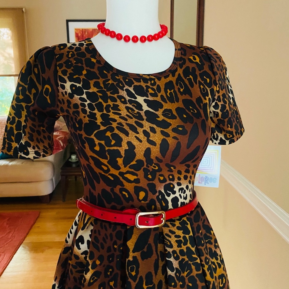 New Lularoe Amelia Leopard Print Dress